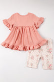 Toddler Girl 2-Piece Pink Ruffle Top & Floral Shorts Set - Blue Marc