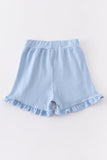 Toddler Girl Blue Ruffle-Edge Shorts - Blue Marc