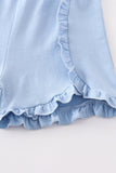 Toddler Girl Blue Ruffle-Edge Shorts - Blue Marc