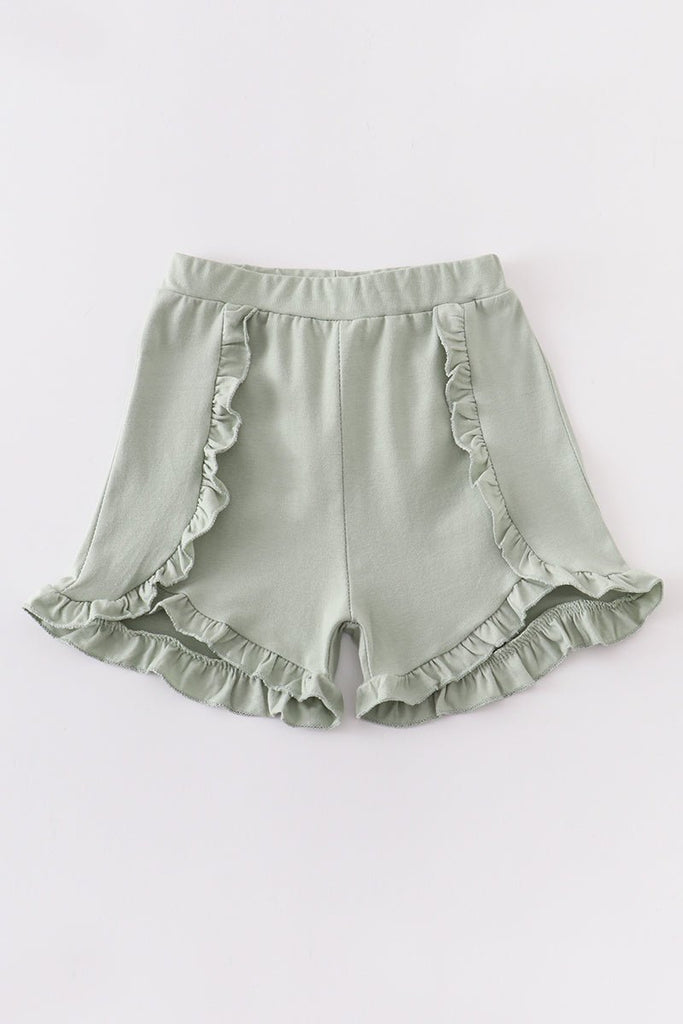 Toddler Girl Green Ruffle-Edge Shorts - Blue Marc