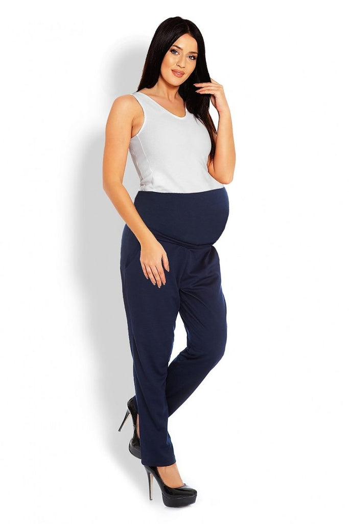 Ultimate Comfort: Loose-Fit Maternity Pants with Belly Panel - Blue Marc