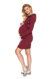 Versatile Maternity Hooded Dress with Feeding Convenience - Blue Marc